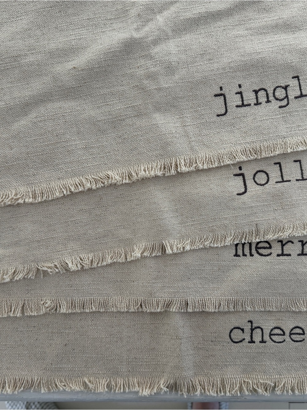 Neutral Fringe Christmas Table placemat Set - Unbranded